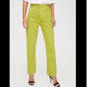 Agolde Lime Green Made in USA Button-Fly Jeans